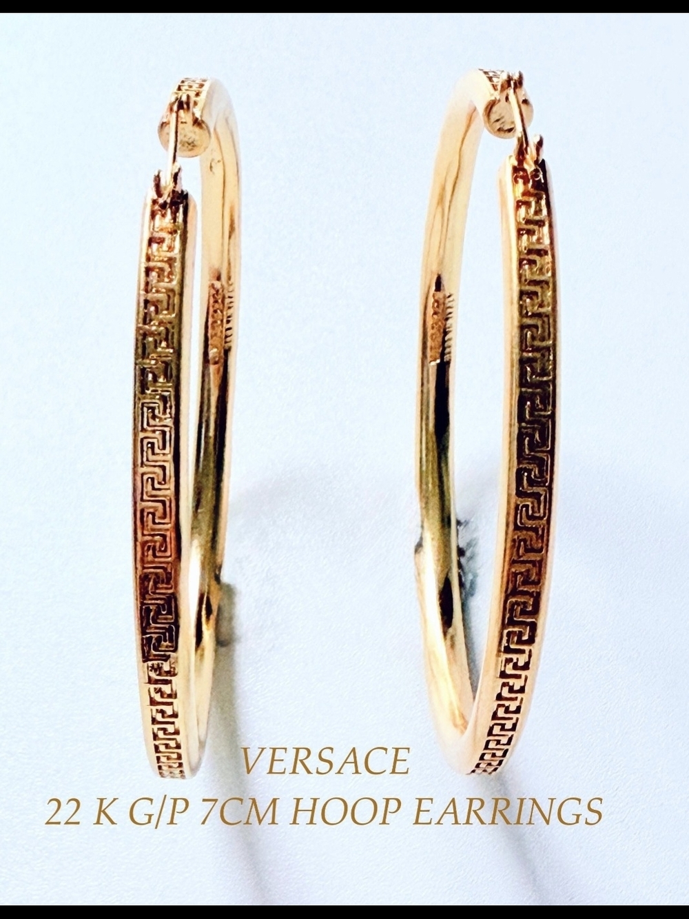Versace Gold Greek Key Hoop Earrings